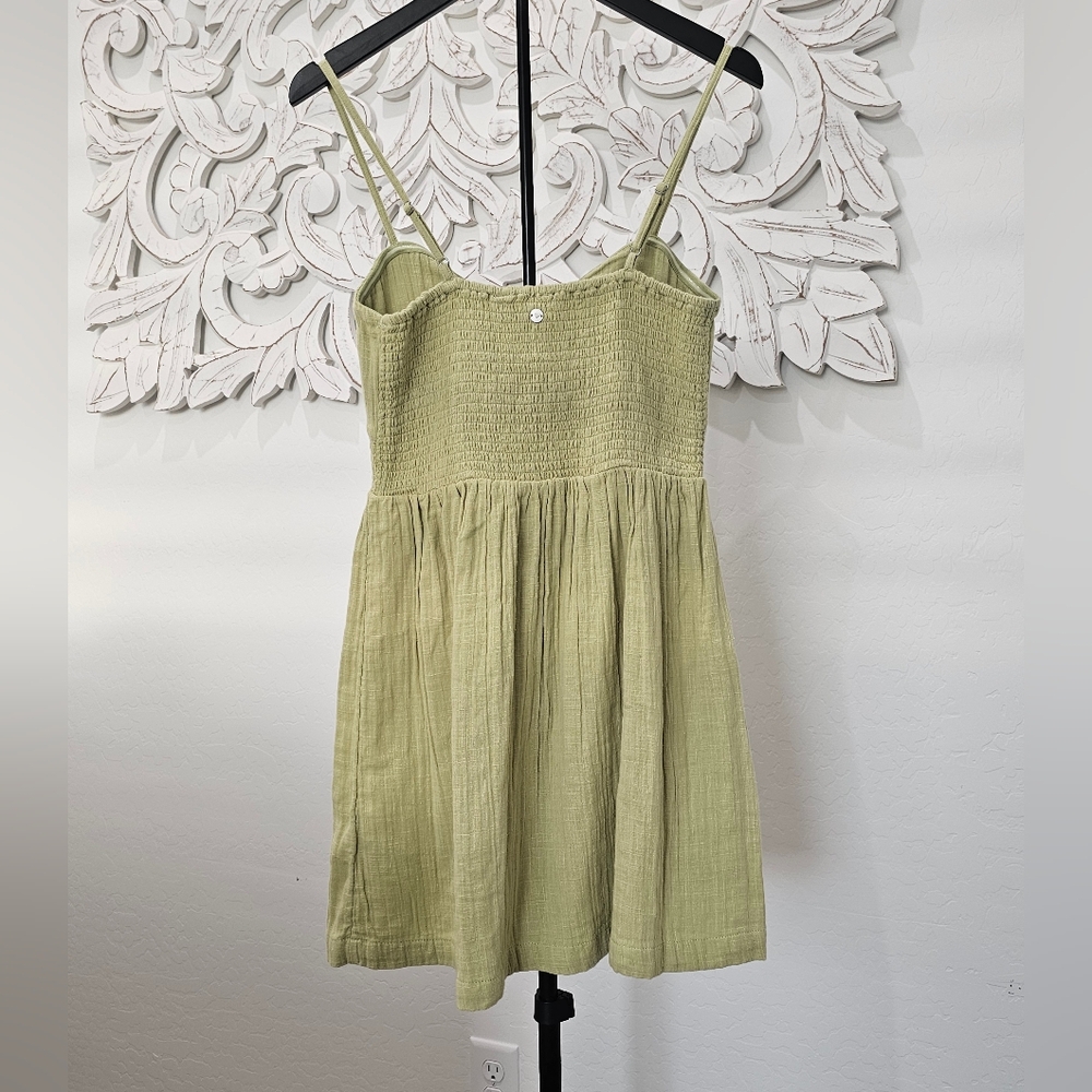 NWT Roxy Cotton Sage Green Mini Sundress w/Elastic Back Women's Size Small NWT - Picture 4 of 9